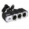 Прикуриватель 3 гнезда + USB SkyWay Черный 5А S02301007