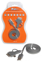 Кабель USB-4b1  microUSB, miniUSB, iPhone, iPhone4 AirLine серый ACH-4-13