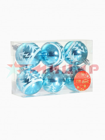 Игрушка новогодняя н-р 6шт Шары 6см /Ёлочка в лесу/ 2178167