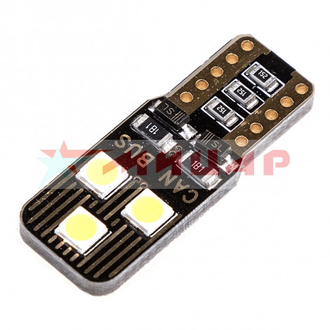 Автолампа светодиодная 12В Т10 W5W 6SMD 1-конт /с обманкой/ белая SKYWAY S08201416 (салон, габариты