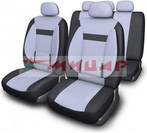 Чехлы автомобильные SKYWAY Protect Plus- 1 велюр/сетка 11 предм. черно/серые S01301047
